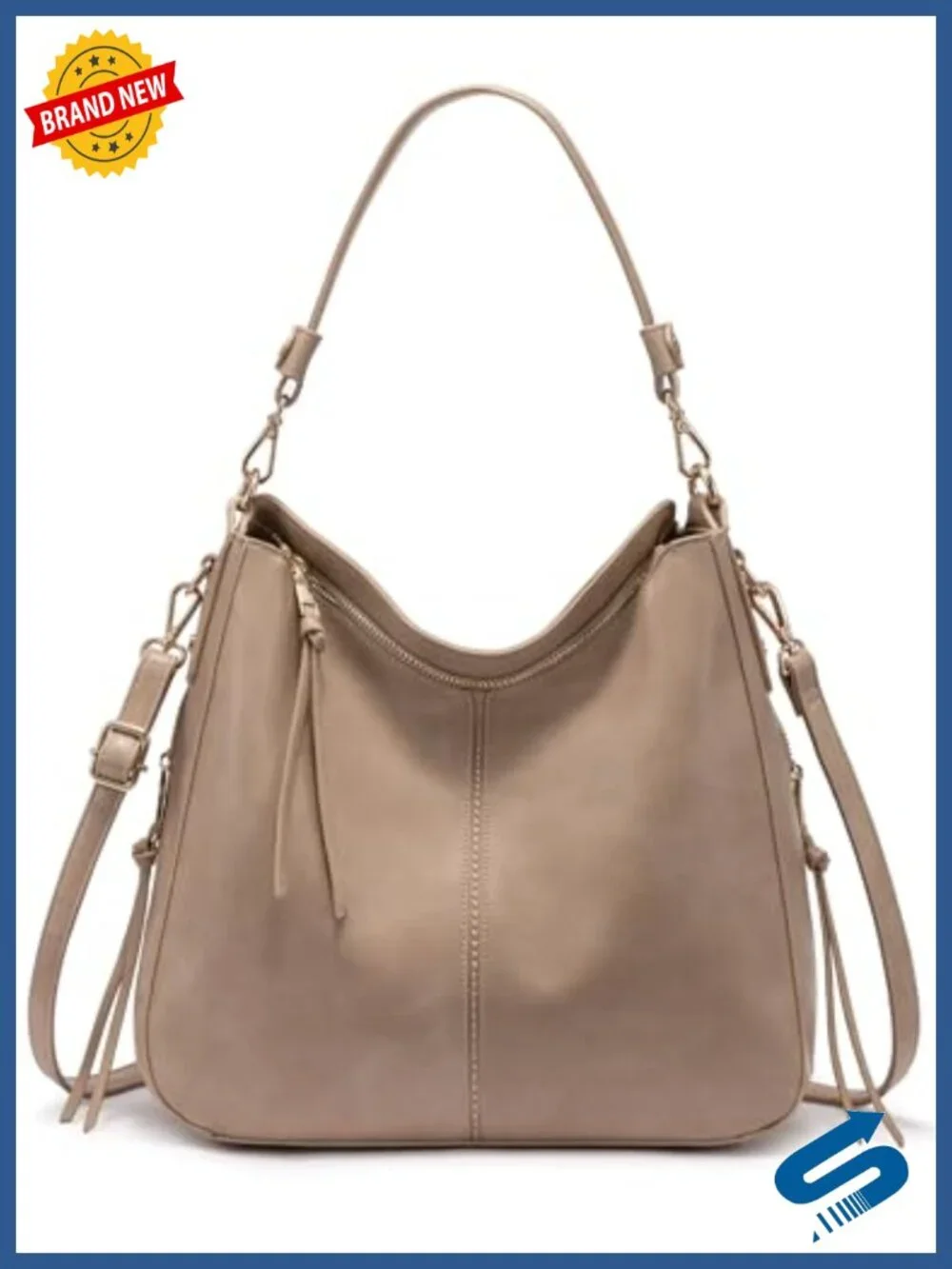 Faux Leather Hobo Crossbody Bag Large Capacity Shoulder Purse